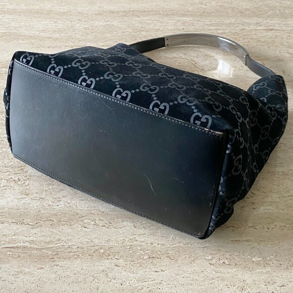 Vintage Gucci Tom Ford-era Guccissima Suede Metal Handle Hobo Bag - Picture 9 of 14